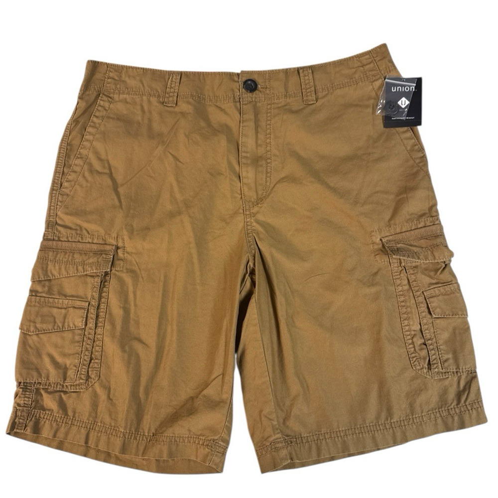 UNION MEN'S‎ SIZE 34 BROWN COTTON CARGO HIKING WALKING OUTDOOR SHORTS NWT